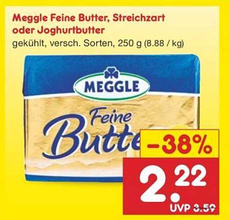 Meggle Feine Butter, Streichzart oder Joghurtbutter, 250 g