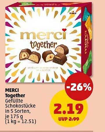 MERCI Together Gefüllte Schokoladenstücke 175 g
