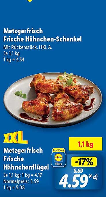Metzgerfrisch Frische Hähnchen-Schenkel und Hähnchenflügel