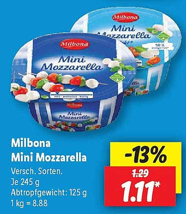 Milbona Mini Mozzarella 245 g