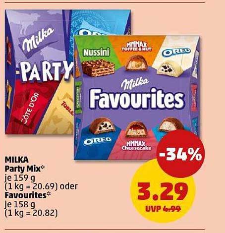 MILKA Party Mix und Favourites im Angebot