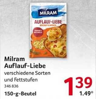 Milram Auflauf-Liebe verschiedene Sorten und Fettstufen