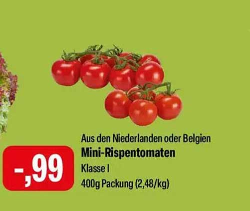 Mini-Rispentomaten aus den Niederlanden oder Belgien, 400g Packung