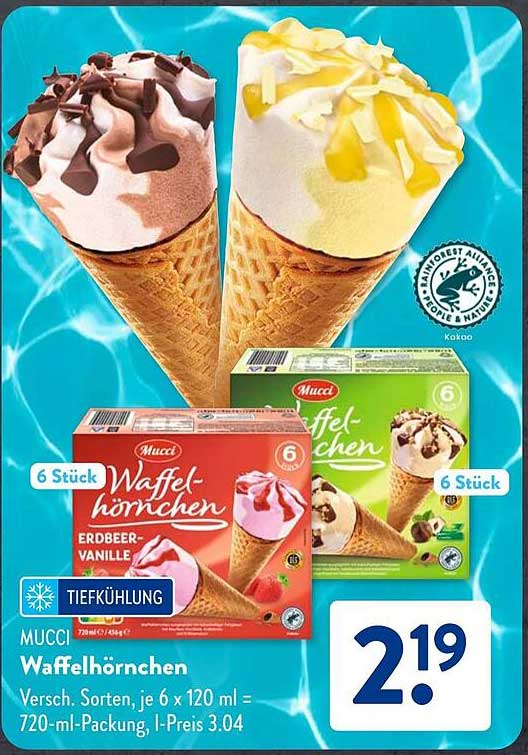 Mucci Waffelhörnchen 6er Pack (Erdbeer-Vanille, verschiedene Sorten)