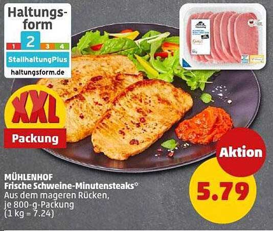 MÜHLENHOF Frische Schweine-Minutensteaks* 800-g-Packung