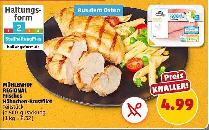 Mühlenhof Regional Frisches Hähnchen-Brustfilet teilstück je 600-g-Packung