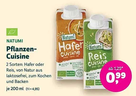 Natumi Pflanzen-Cuisine - 2 Sorten: Hafer oder Reis