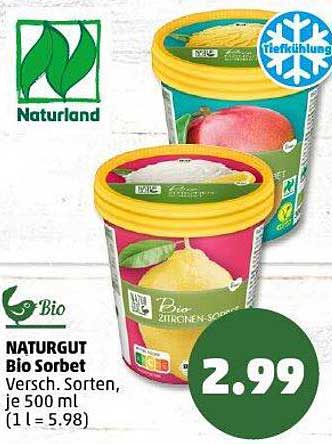 NATURGUT Bio Sorbet Versch. Sorten, je 500 ml