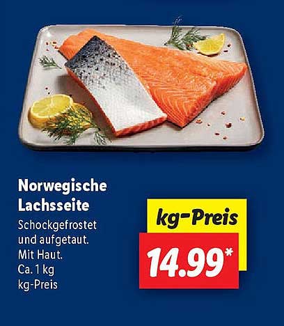 Norwegische Lachseite - Schockgefroren und Auftaut