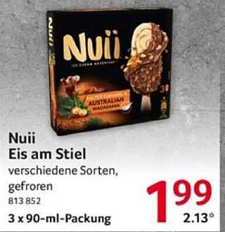 Nuii Eis am Stiel verschiedene Sorten, gefroren 3 x 90-ml-Packung