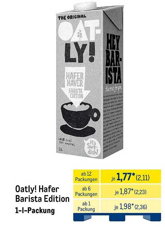 Oatly! Hafer Barista Edition 1-L-Packung