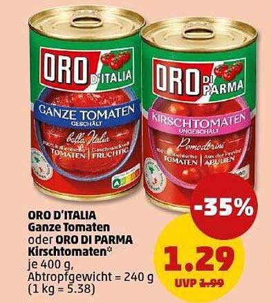 ORO D'ITALIA Ganze Tomaten oder ORO DI PARMA Kirschtomaten