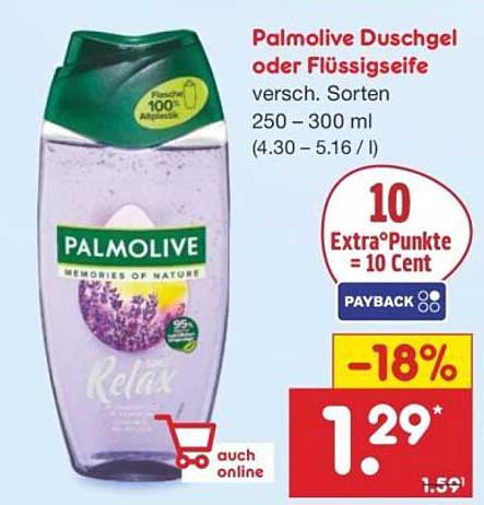 Palmolive Duschgel oder Flüssigseife verschiedene Sorten 250 - 300 ml