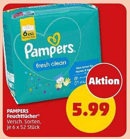 PAMPERS Feuchttücher – Verschiedene Sorten, je 6 x 52 Stück