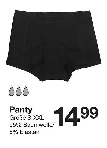 Panty in Größen S-XXL - 95% Baumwolle/5% Elasthan