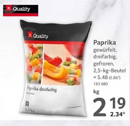 Paprika gewürfelt, dreifarbig, gefroren, 2,5-kg-Beutel