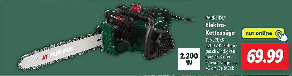 PARKSIDE Elektro-Kettensäge Typ „PEKS 2200 A1“