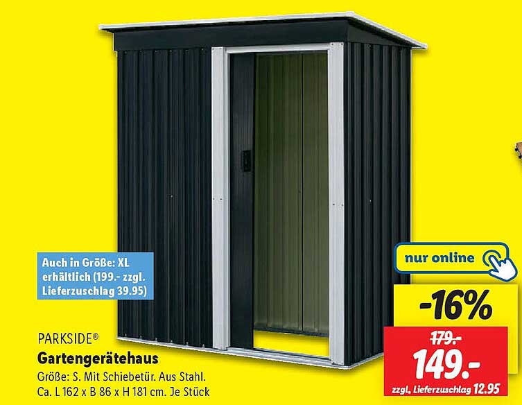PARKSIDE® Gartengerätehaus S - Mit Schiebetür aus Stahl
