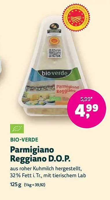 Parmigiano Reggiano D.O.P. 125 g von bio-verde