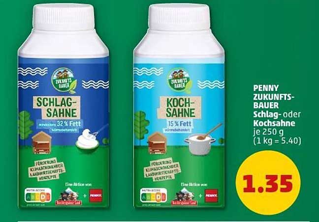 Penny Zukunfts-Bauer Schlag- oder Kochsahne je 250 g