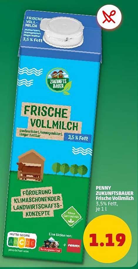 PENNY ZUKUNFTSBAUER Frische Vollmilch 3,5% Fett
