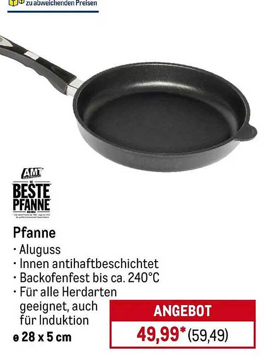 Pfanne aus Aluminium mit antihaftbeschichteter Innenseite - ideal für alle Herdarten