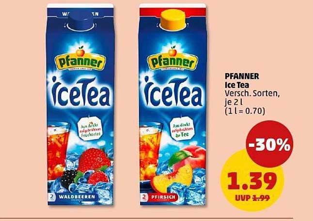 PFANNER Ice Tea Versch. Sorten, je 2 l