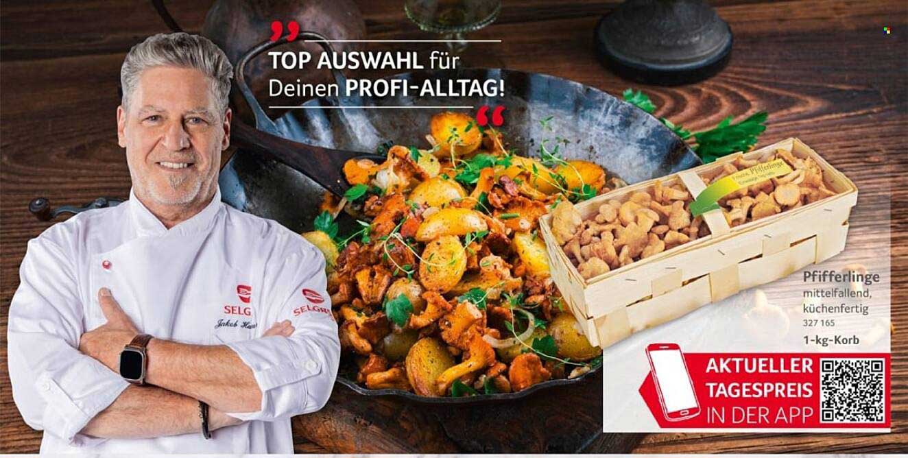 Pfifferlinge mittel-fallend, küchenfertig 1-kg-Korb