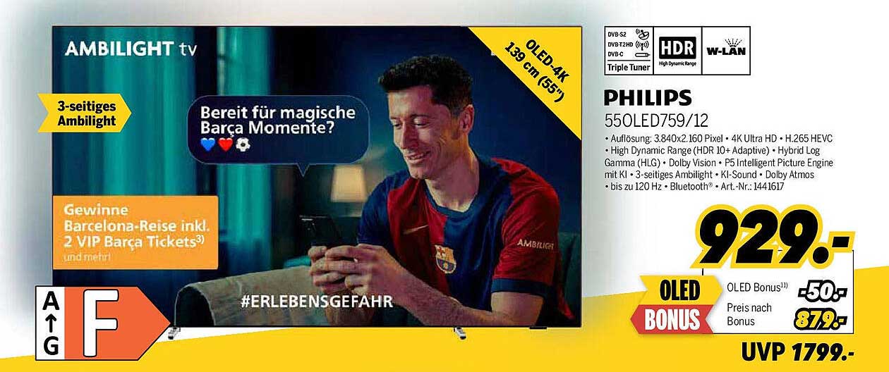 PHILIPS 55OLED759/12 Ambilight TV – 4K Ultra HD und HDR
