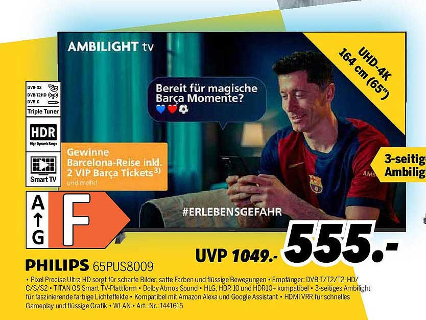PHILIPS 65PUS8009 - 65 Zoll Ambilight UHD 4K Fernseher