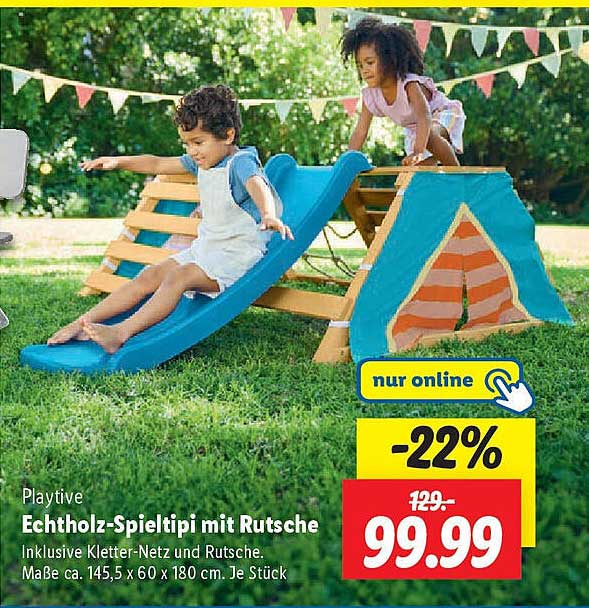 Playtive Echtholz-Spieltipi mit Rutsche