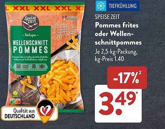 Pommes frites oder Wellenschnittpommes 2,5 kg – Speise Zeit