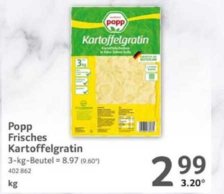 Popp Frisches Kartoffelgratin 3-kg-Beutel