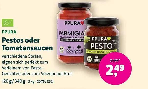 PPURA Pestos oder Tomatensaucen 120 g / 340 g
