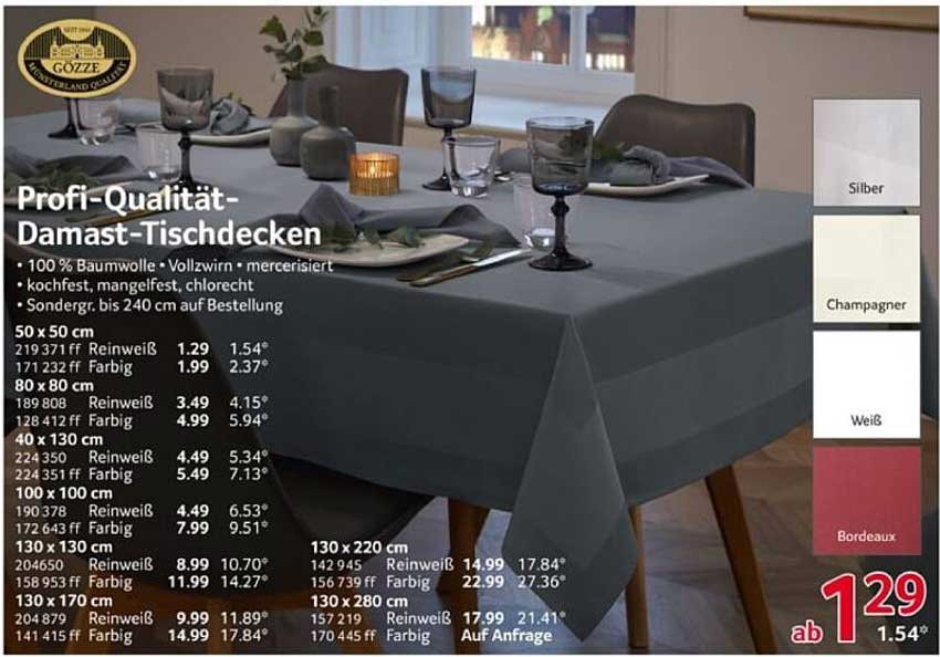 Profi-Qualität-Damast-Tischdecken
