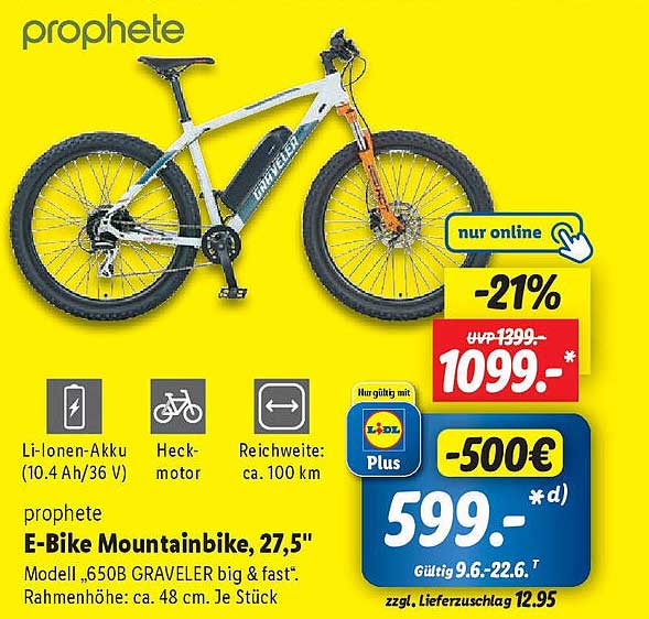 prophete E-Bike Mountainbike, 27,5"