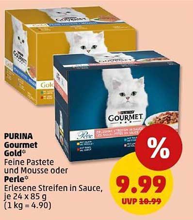 PURINA Gourmet Gold* Feine Pastete und Mousse oder Perle* Erlesene Streifen in Sauce, je 24 x 85 g