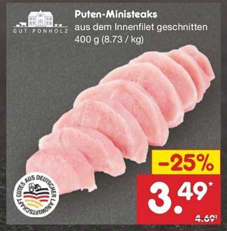 Puten-Ministeaks aus dem Innenfilet, 400 g