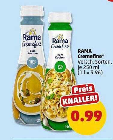 RAMA Cremefine, Verschiedene Sorten, je 250 ml