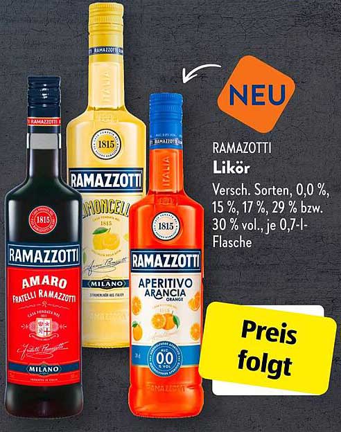 RAMAZZOTTI Likör in verschiedenen Sorten