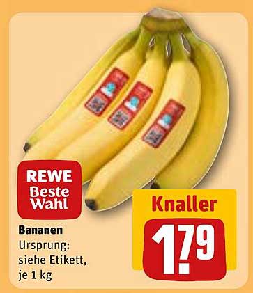 REWE Beste Wahl Bananen, je 1 kg
