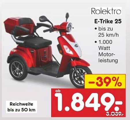 Rolerkto E-Trike 25 - Bis zu 25 km/h mit 1.000 Watt Motorleistung