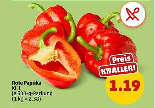 Rote Paprika Kl. I, je 500-g-Packung