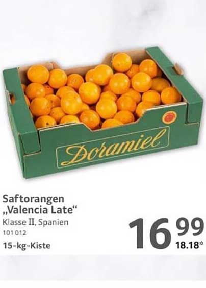Saftorangen 'Valencia Late' 15-kg-Kiste