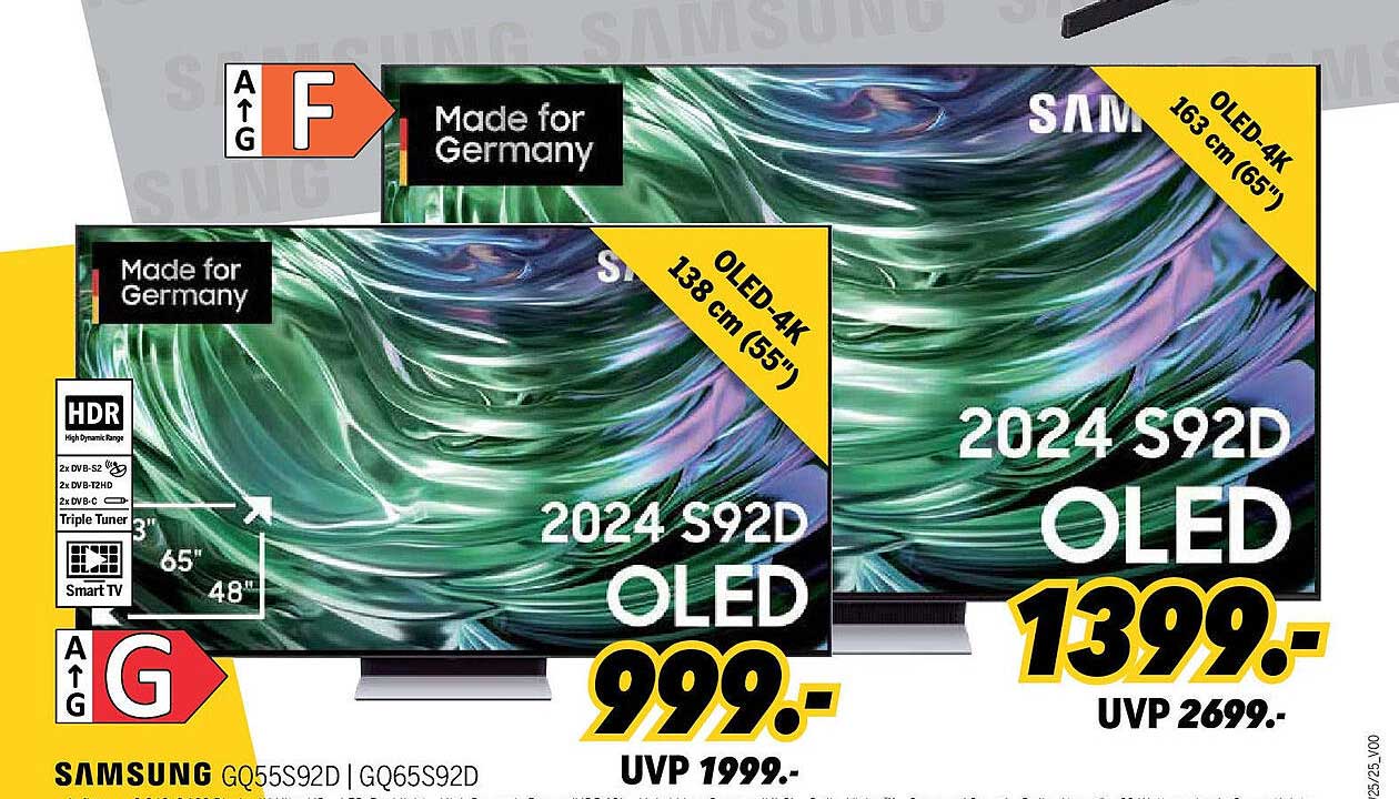 Samsung OLED 2024 S92D Fernseher - 138 cm (55 Zoll) und 163 cm (65 Zoll)
