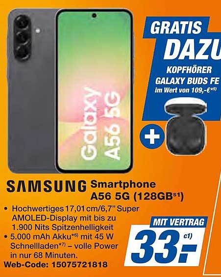 Samsung Smartphone A56 5G (128GB) mit Galaxy Buds FE