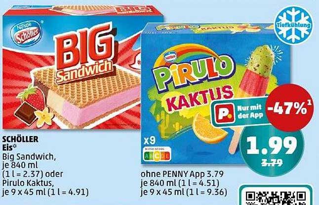 Schöller EIS Big Sandwich oder Pirulo Kaktus - 47% Rabatt