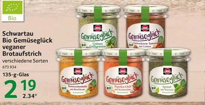 Schwartau Bio Gemüseglück veganer Brotaufstrich verschiedene Sorten 135-g-Glas