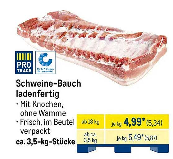 Schweine-Bauch ladenfertig