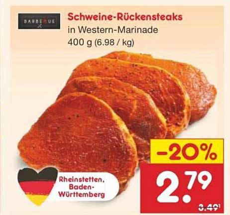Schweine-Rückensteaks in Western-Marinade 400 g